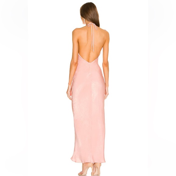 Michael Costello x Revolve Millie Gown dress Blush pink Halter maxi slip Flaw S - Picture 3 of 10